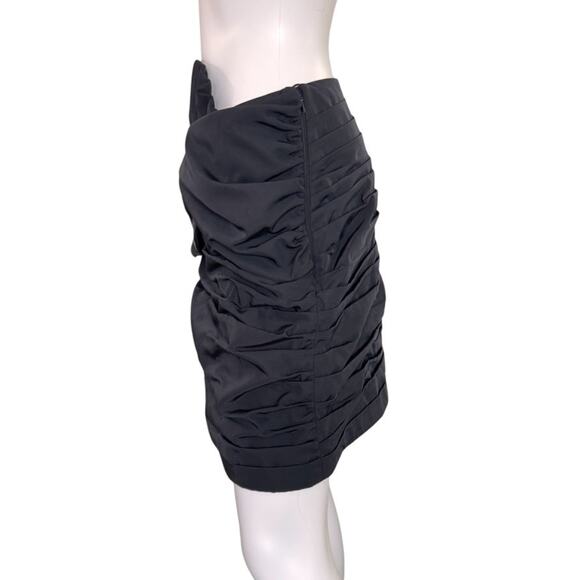 NEW AMUR Black Ruched Size Zip Kehlani Tie Mini Skirt Size 6 DESIGNER FORMAL - Picture 6 of 10